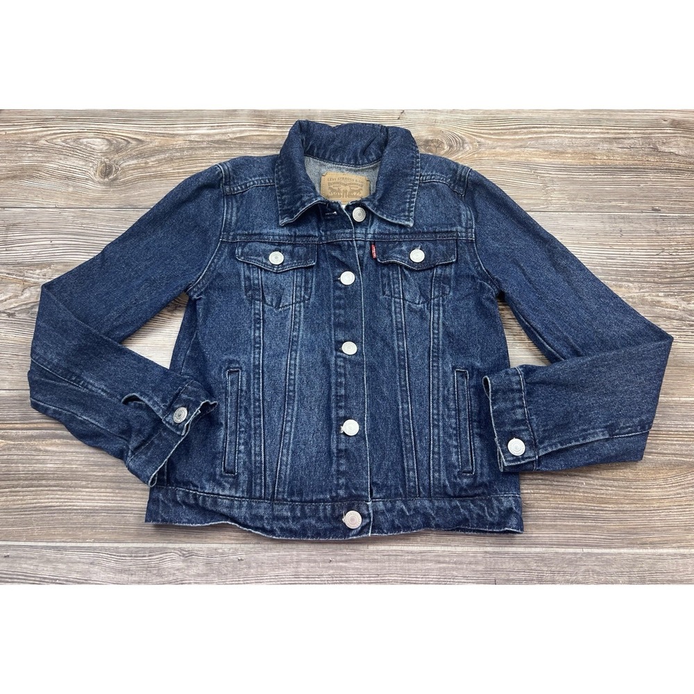 Levi's Jean Jacket Boys Med 10/12 Trucker Red Tab Youth Blue Denim 100% Cotton‎